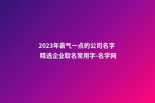 2023年霸气一点的公司名字 精选企业取名常用字-名学网-第1张-公司起名-玄机派